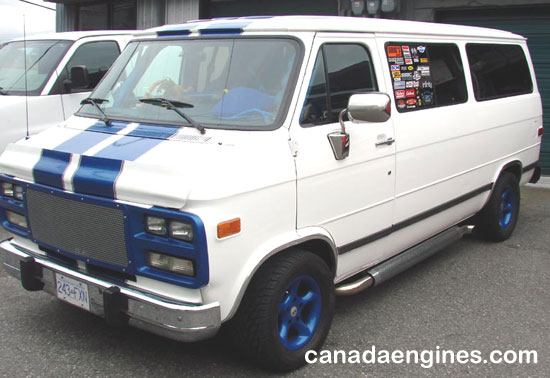 Custom 1993 GMC Rally van with a 383 cid crate motor installed by Canada Engines